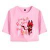 Sommermode Damen Sexy Hazbin Hotel Grafikdruck Kurzarm Crop Top Lustige T-Shirts Hipster Oansatz Coole Tops