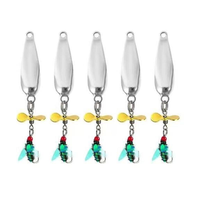 

5pcs Worm Fly Lures Spoon Spinner Sequins Baits with Propellers Fly Fishing Baits Fishing Tackle Accessories
