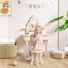 Kids Dressing Table, Girls Vanity Set with Mirror and Stool, 7 Play Accessories, Drawer, Desktop Storage, Pink