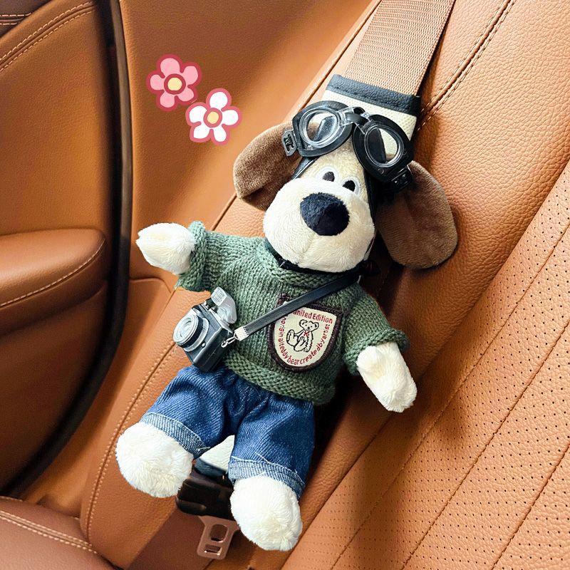 Car Seatbelt Shoulder Pad, Premium Plush Toy, Creative Car Anti-Strangle Protection Cover, Car Interior Decoration Accessory Pink Sweater Paw Patrol - Black Shoulder Cover