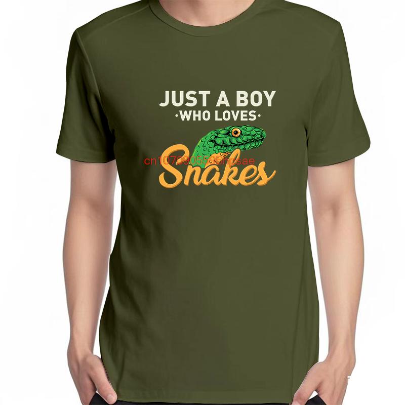 Just A Boy Loves Snakes Funny Graphic T Shirts Summer Casual Short Sleeve Tshirts New Shirts And Tshirts Unisex Print T Shirt