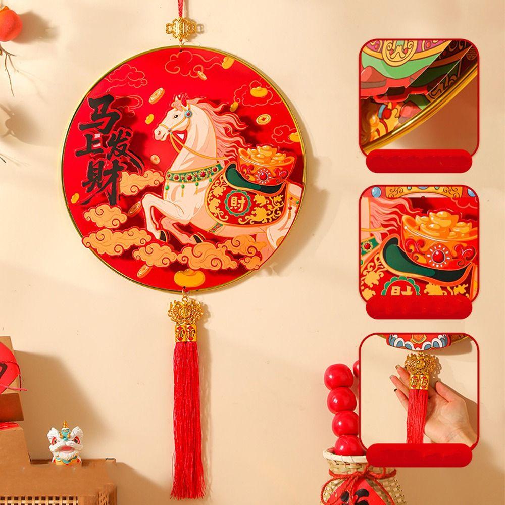 With Tassel 2026 Horse Year Wall Decor Good Fortune Fu Character Pendant  Chinese New Year