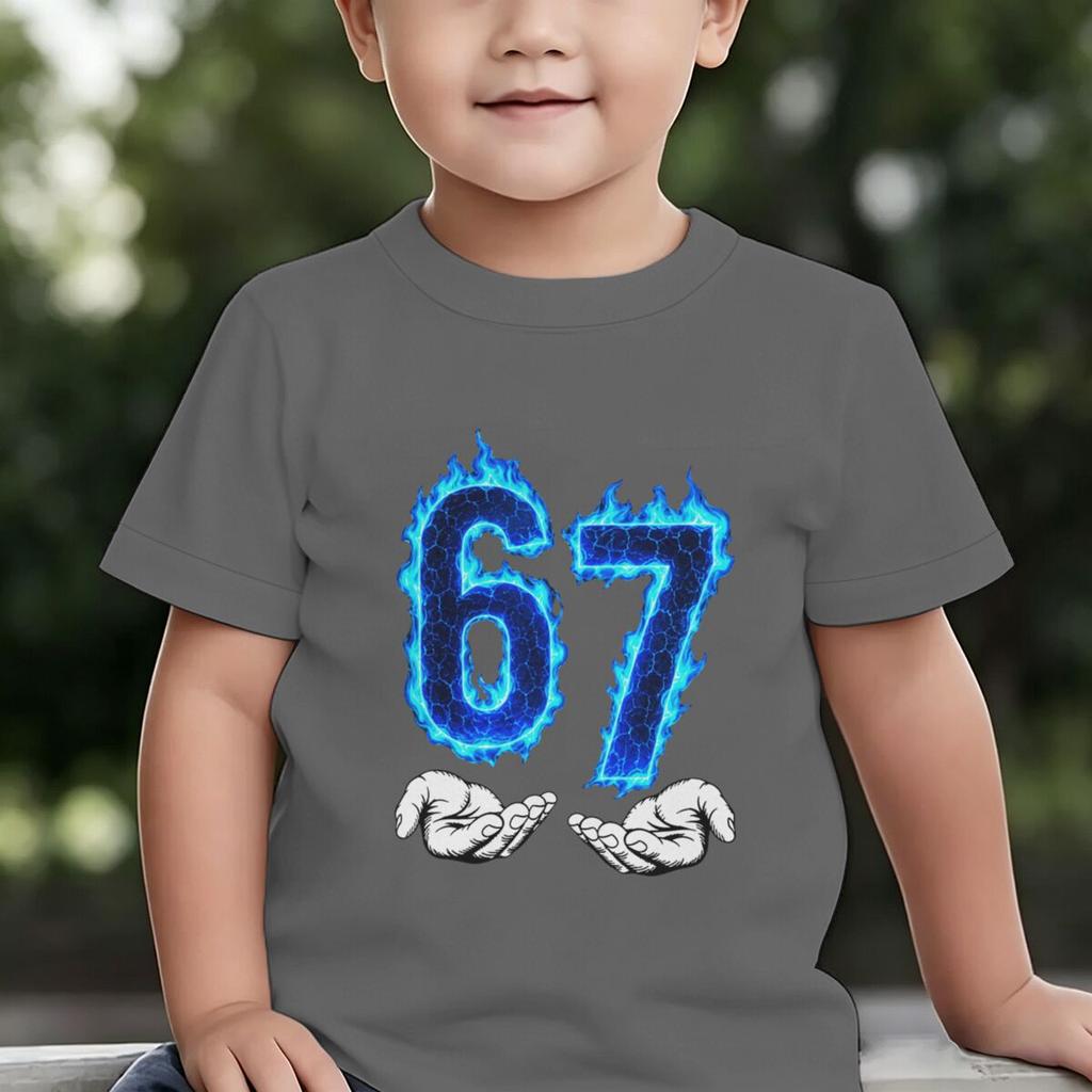 Boys Girls Number 67 Tshirt Cool Blue 6 7 Print Casual Daily Wear Tee Toddler Soft Cotton Tee 7th Birthday Boys Clothes