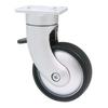GIOTTO SWIVEL CASTER RUBBER RING D85 H130 PLASTIC WITH BRAKE ALUMINUM FINISH RAL 9006.