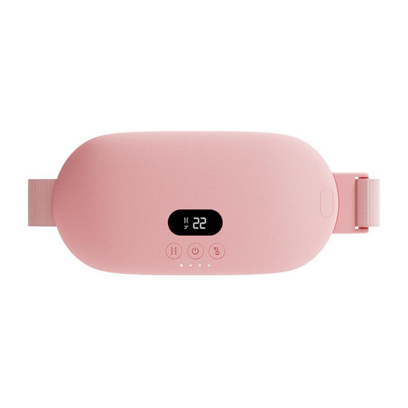 Heated Smart Lumbar Belt for Menstrual Relief - Adjustable Waist, Vibration Massage, Hot Compress (Rice White)