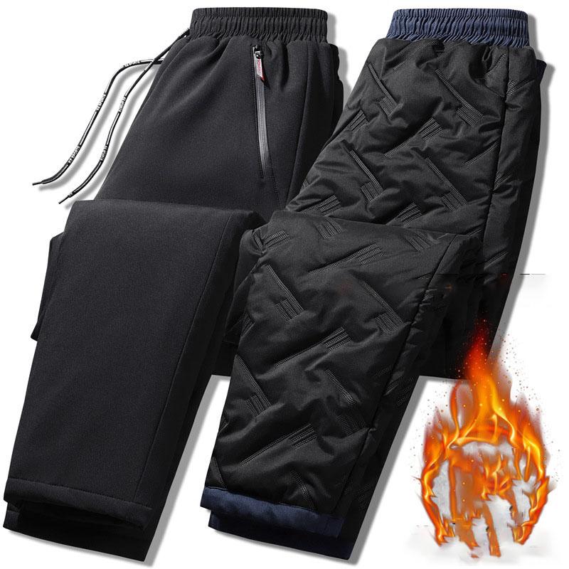 Muži Podzim Zima Tepláky Stahovací šňůrka Elastické Kapsy v pase Volné Teplé Ležérní Zahuštěný plyš Větruodolný na jogging Dlouhé kalhoty