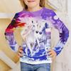 Animal Horse Children's 3D Digital Printing Girl Fashion Trend Round Neck Long Sleeved T-shirt