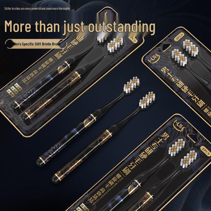 Spiral Head Hard Bristle Toothbrush for Deep Cleaning and Gum Protection, Non-Slip Handle, Family Pack
