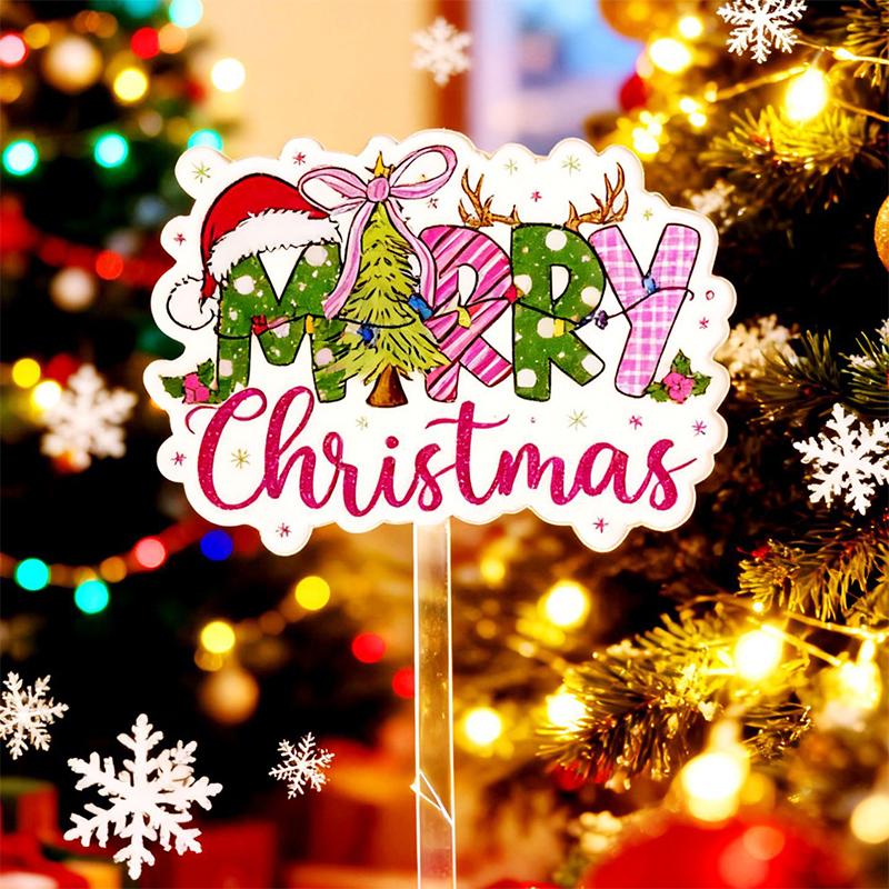 Weihnachtskuchen Dekoration Neuer Ins Stil Acryl Verschiedene Muster Frohe Weihnachten 2025 Neujahr Kuchen Einsteckkarte Dekoration
