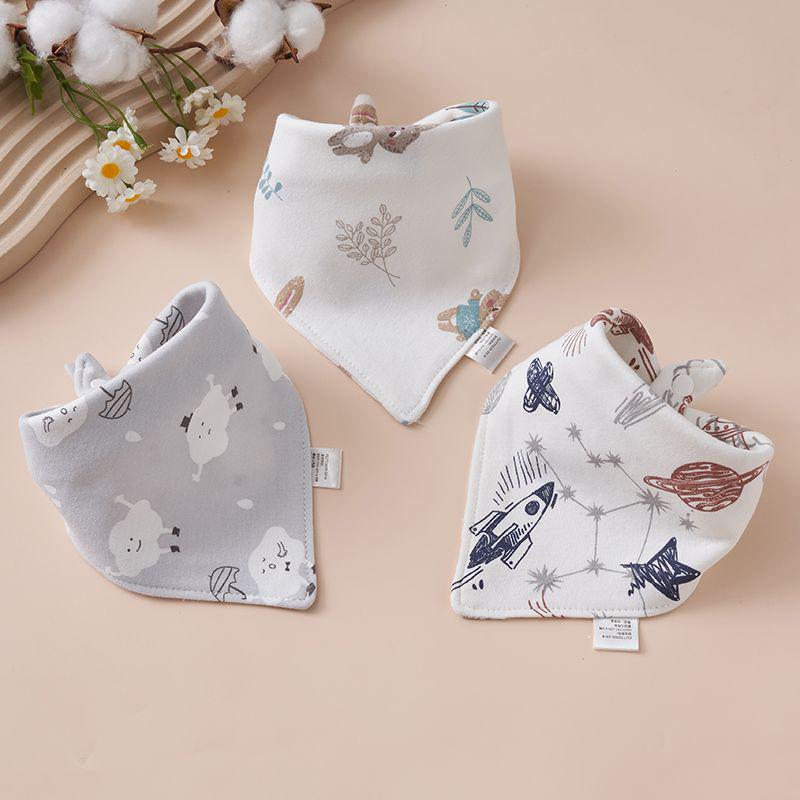 Newborn Pure Cotton Snap Bib - Double Layer Triangle Scarf for Babies