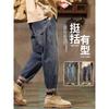 American Men's Trendy Straight-Leg Jeans, Loose Fit, Washed, 2025 Spring/Autumn Collection