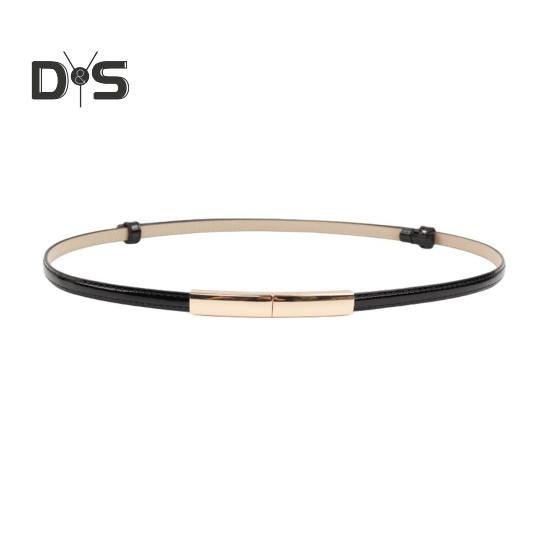 

Ремень женский из искусственной кожи, регулируемый, тонкий, с застежкой-кнопкой, декоративный пояс для платья, аксессуары для одежды чёрный