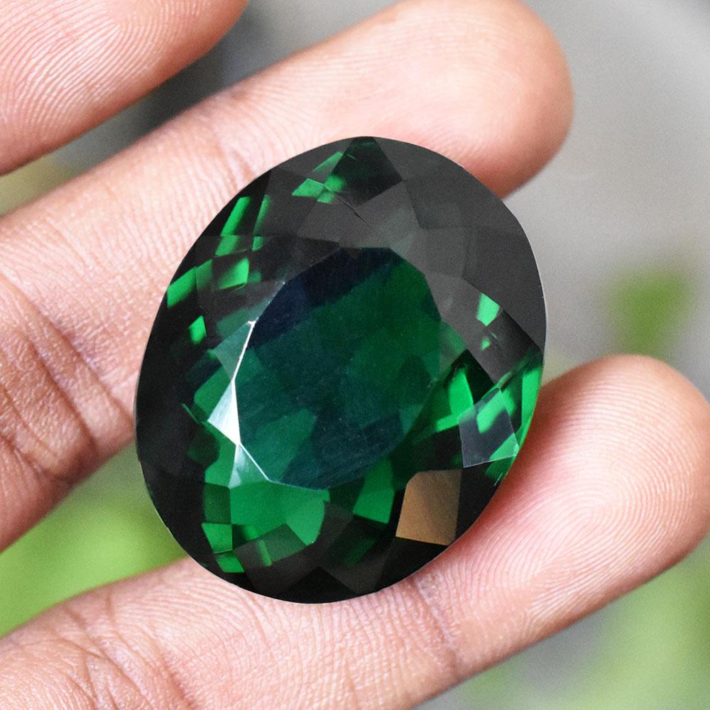85Ct Oval Shape BRAZILIAN Green Garnet LAB-CREATED Loose Gemstone