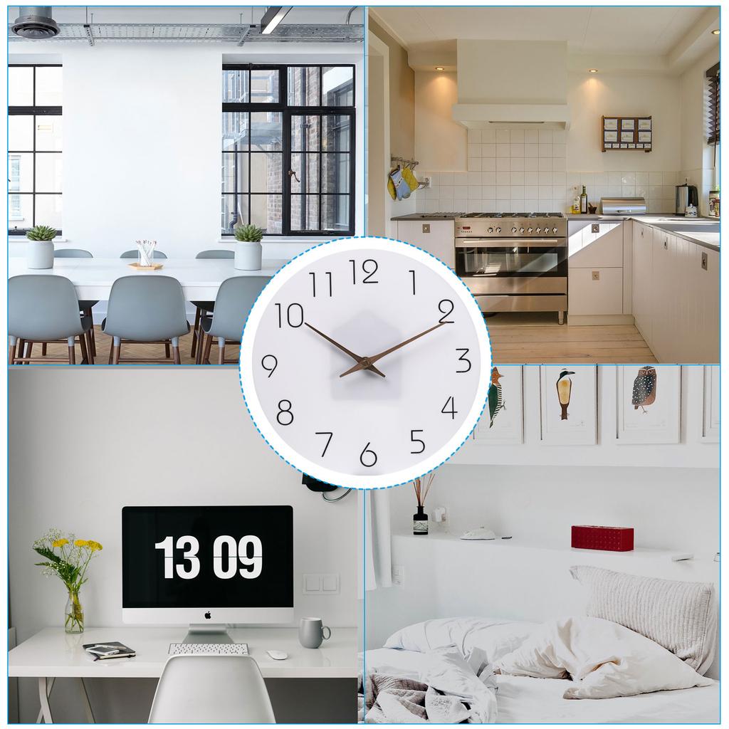 12/14 Inch Silent Non Ticking Wall Clock Wooden Clock Modern Wall Clocks Decorative for Home Living Room Bedroom Office Kitchen