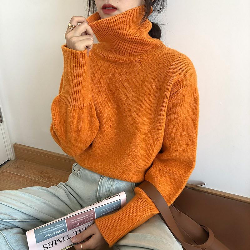 Autumn and Winter New Turtleneck Pullovers Sweaters for Women Fashion Loose Long Sleeve Knitted Sweater for Women Casual Elegant Warm Knitwears 25344