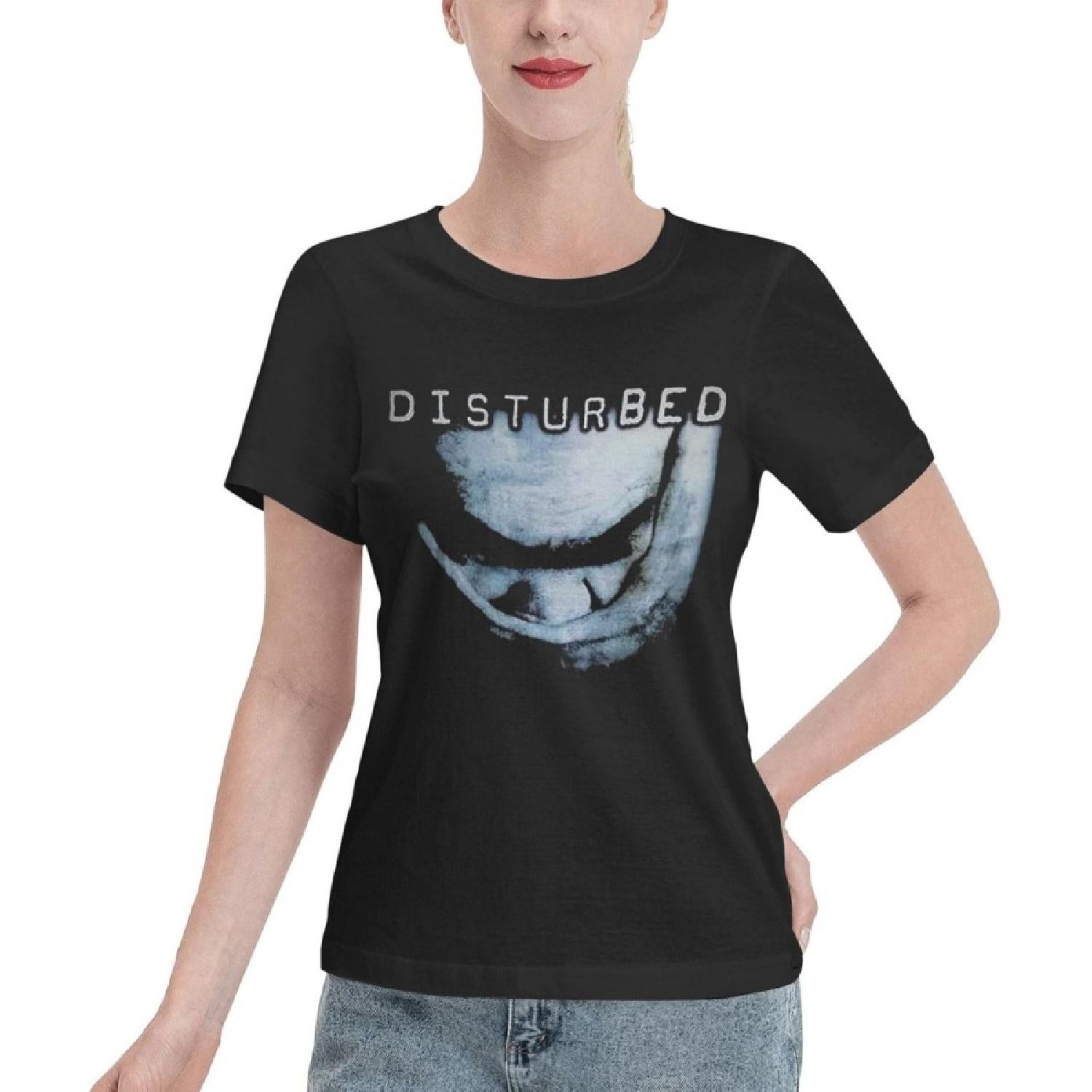 KJDMHMTE Women s t-Shirts Disturbed Band Women s Short Sleeve T-Shirts Casual Crew Neck Cotton Athletic T-Shirts(2) S