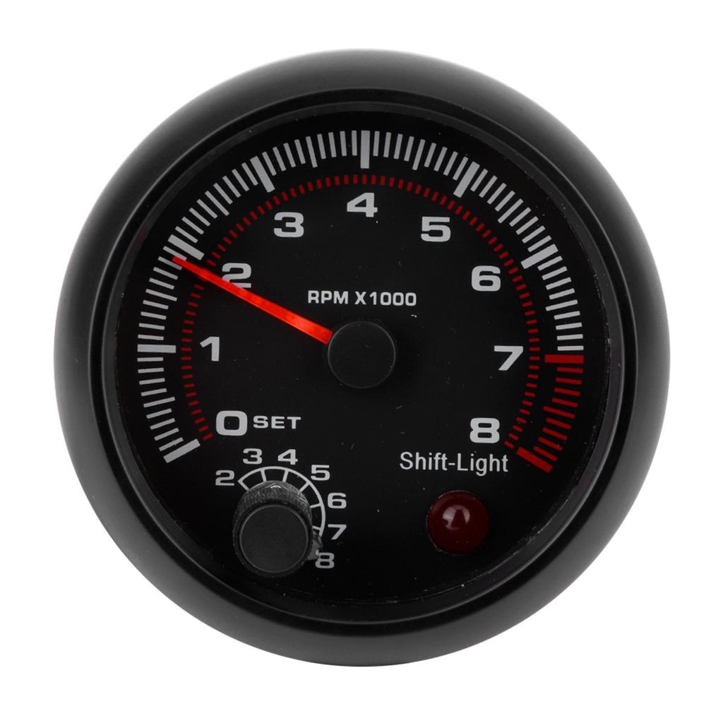 3.75in Black Racing Car Tachometer 0‑8000 RPM 12V Universal Automobile Gauge Meter
