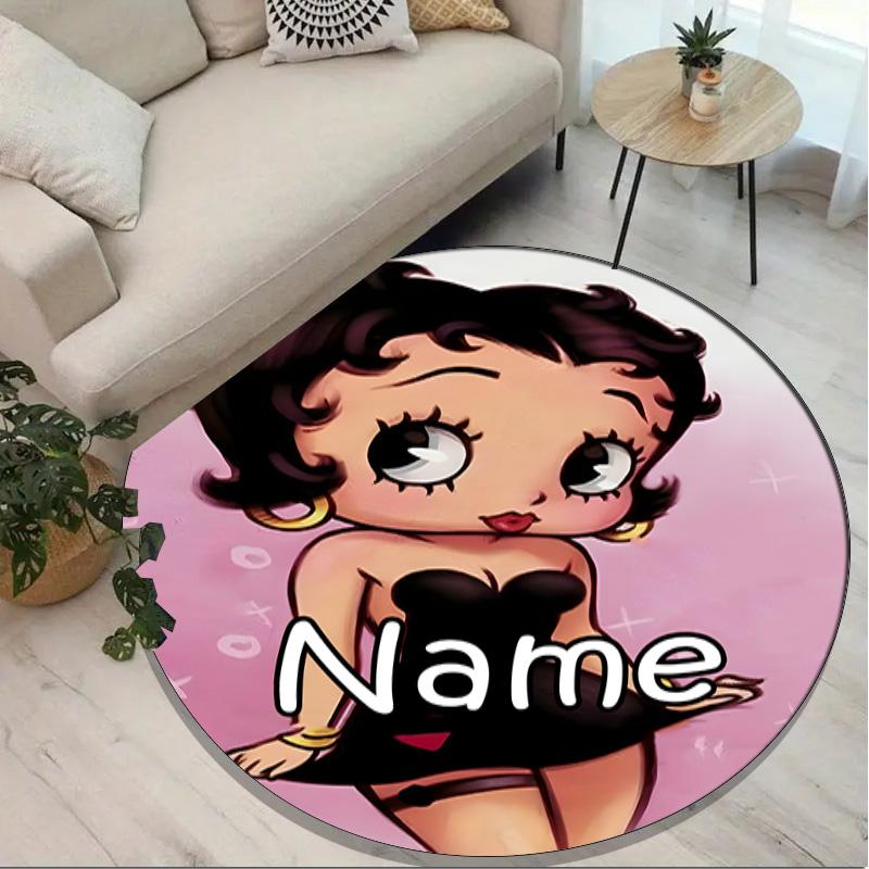 Custom Name Personalized Betty Boop Print Round Rug, Versatile Home Decor Carpet, for Playroom, Apartment, Balcony, Entryway, Hallway Gift