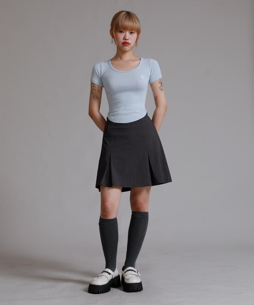 LIKE THE MOST U-Neck Round Cut Half T-Shirt_Sky Blue