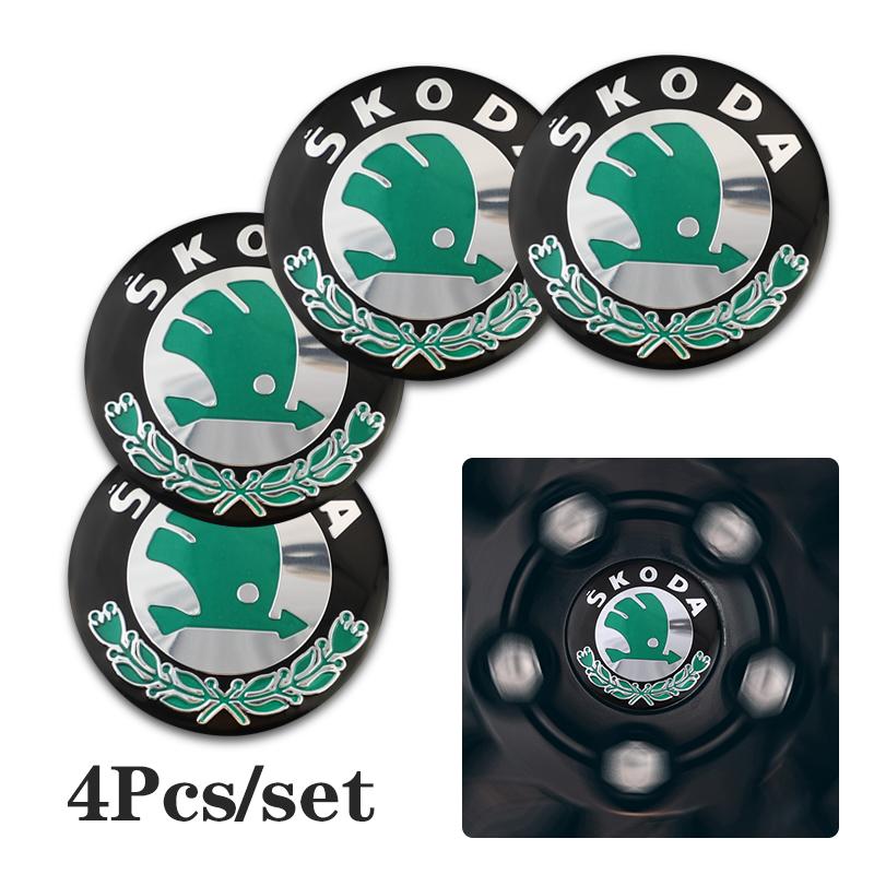 4Pcs 56mm Car Wheel Center Cap Emblem Stickers for Skoda Superb Fabia Kamiq Karoq Kodiaq Octavia Rapid Scala Exterior Accessorie hbkm45