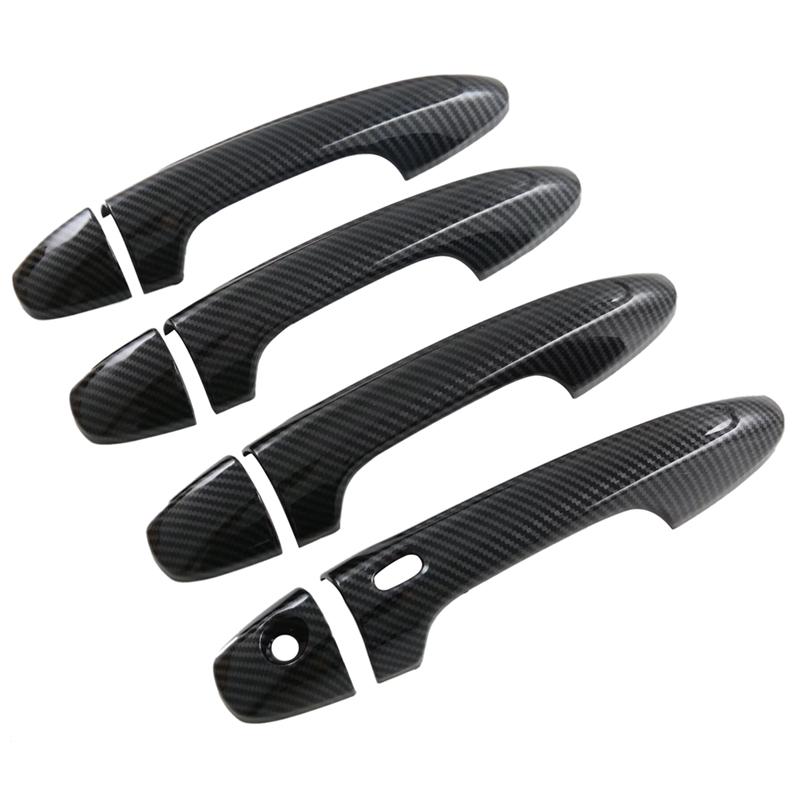 M63K-For Toyota Hilux Fortuner 2024 ABS Carbon Fiber Car Door Handle Cover Trim Decoration Accessories