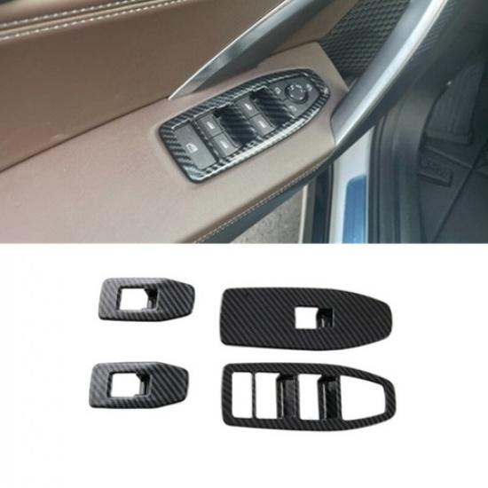 Carbon Fiber Door Window Lift Switch Panel Cover Trim For BMW X1 2023 2024 2025