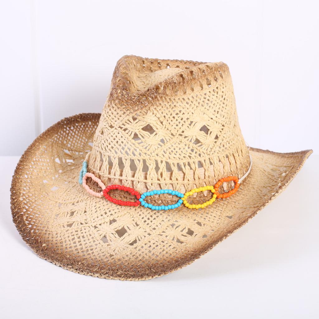 Popular sombrero de vaquero occidental hueco clásico europeo y americano, moda para hombre y mujer, sombrero de paja transpirable para vacaciones, protección solar