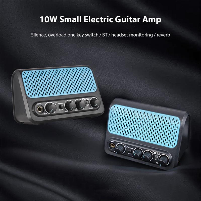 DK 10W Electric Guitar Amplifier Dual Channel Clean/Overdrive and Reverb Effects Bluetooth/Headphone Connectivity Plug and Play