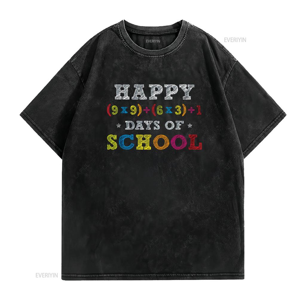 Math Formula 100 Days Of School T Shirt Kid Boys Girls Teacher vintage Washed Breathable Unisex Top For Everyday Wear