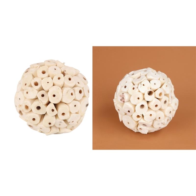 Parrots Chew Toy Birdcage Natural Pith Balls Chewing Toy Bird Biting Toy for Medium Large Birds Birdcage Hanging Toy