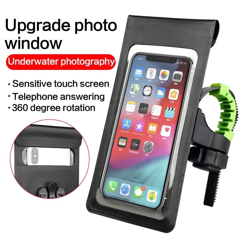 Bicycle Motorcycle Holder Waterproof TPU Touch Screen Cell Phone Rental Handle Installation for 6.5 inch Smartphone Bike Mount