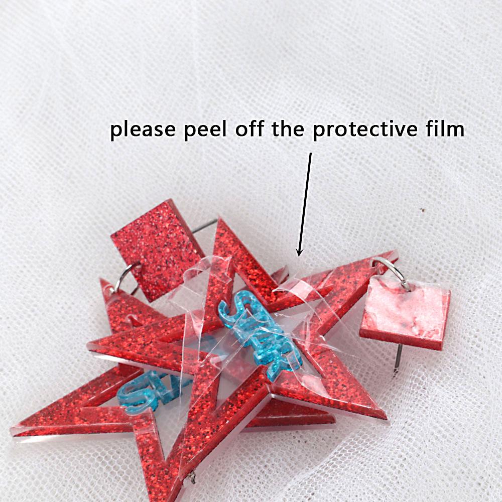 Punk Neon Color Star Acrylic Dangle Earrings For Women Girl Hollow Geometric Pentagram Long Drop Earrings Fashion Jewelry Gifts