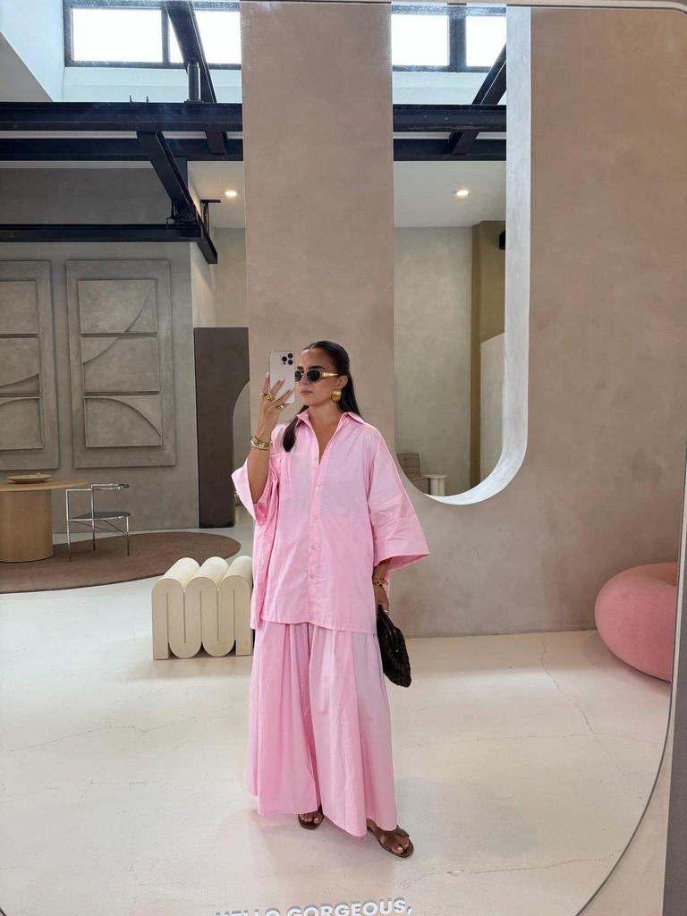 2025 Summer Yellow Pleated Women's Casual Shirt and Loose Pants Set - European and American Design.