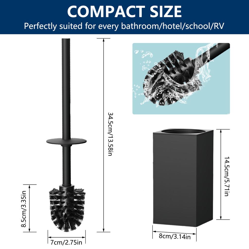 Toilet Brush and Holder Set Freestanding Stainless Steel Toilet Bowl Brush Square Deep Cleaning for Bathroom Storage Organizatio