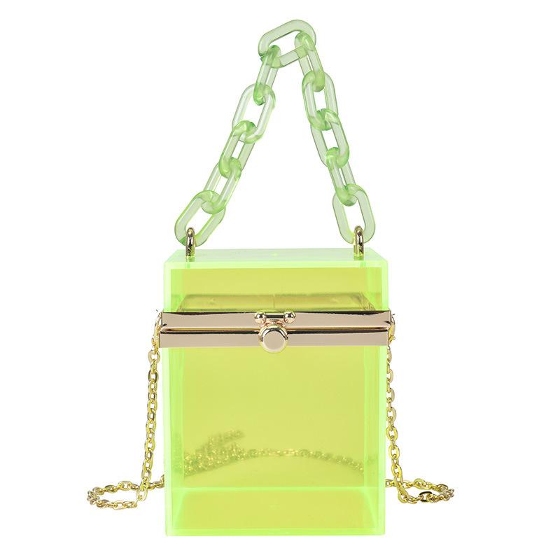 2025 summer Korean version acrylic transparent box chain small square bag portable shoulder messenger women's bag portable