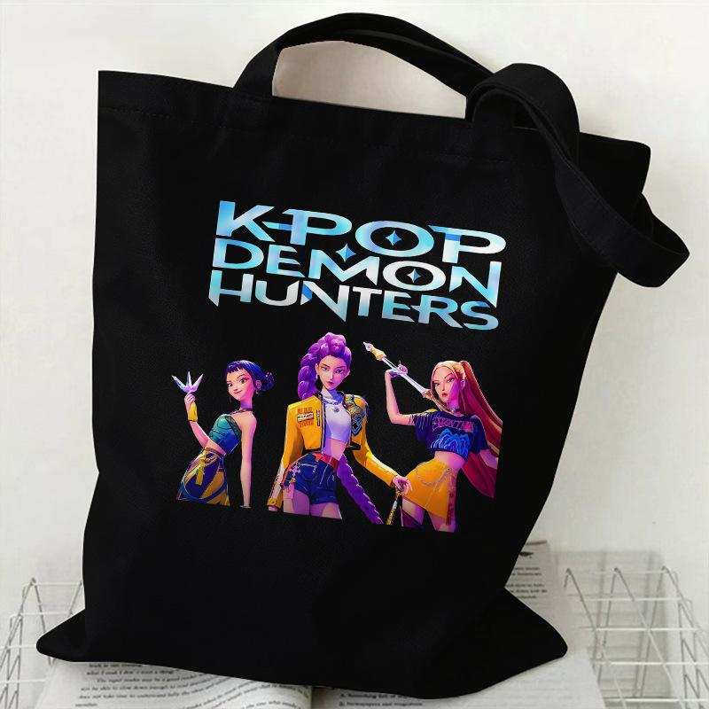 KPOP Demon Hunter Group Printed Canvas Bag Spot Women's Daily Handbag Shopping Bag KTY