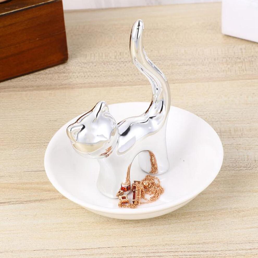 Cat Trinket Dish Jewellery Tray Ring Holder Jewelry Fashion Bracelets Earrings Storage B
