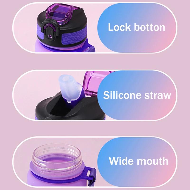 600ML Colorful Plastic Sports Water Bottle with Time Marker Portable Water Bottle Reusable  Cups Drinkware Drinking Bottle