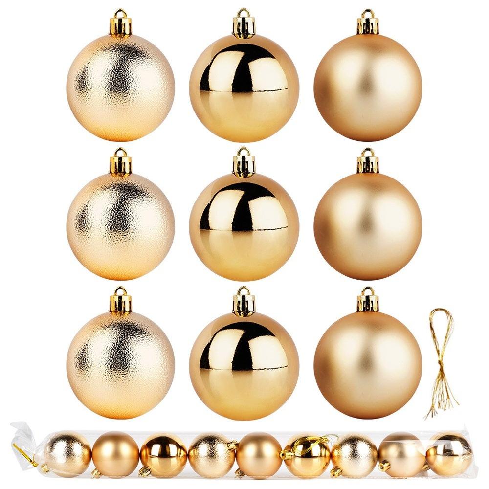 Shatterproof Gold Christmas Baubles 6 Cm 9 Pcs.
