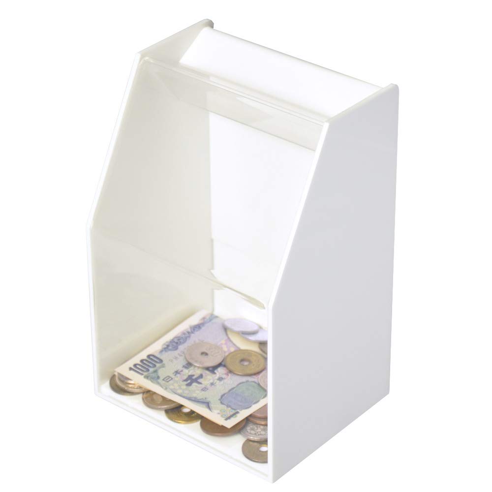 Acrylic sliding donation box with lock other [Width 12cm] (clear front, white)