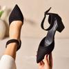 2025  New Pointed Toe Hollow Single Shoes Autumn New Suede One Strap Anti-Slip Wear-Resistant High Heels