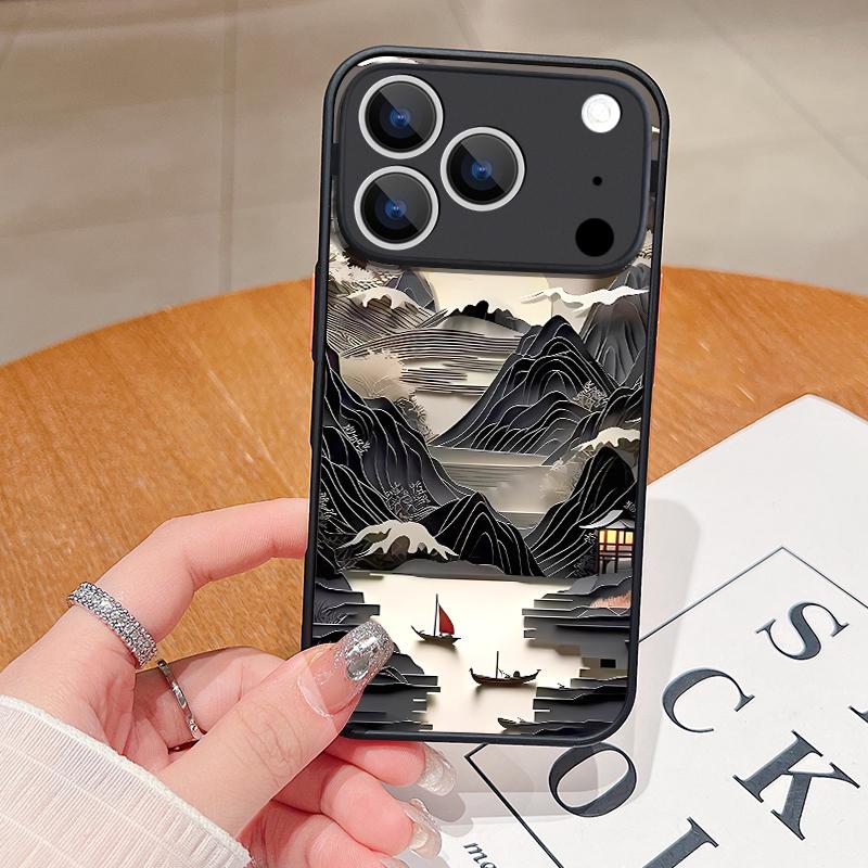 Ink Painting Patterns Phone Case For iPhone Air 16e 17 16 15 14 17 Pro Max 13 12 Pro 17 Shockproof Hard PC Soft Edge TPU Cover