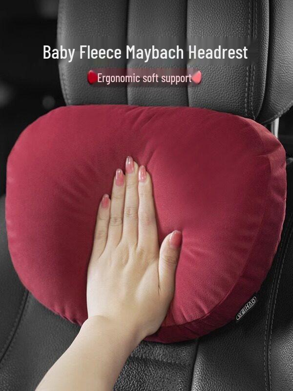 BMW Car Headrest Lumbar Pillow - Soft Pink Neck Support for Girls