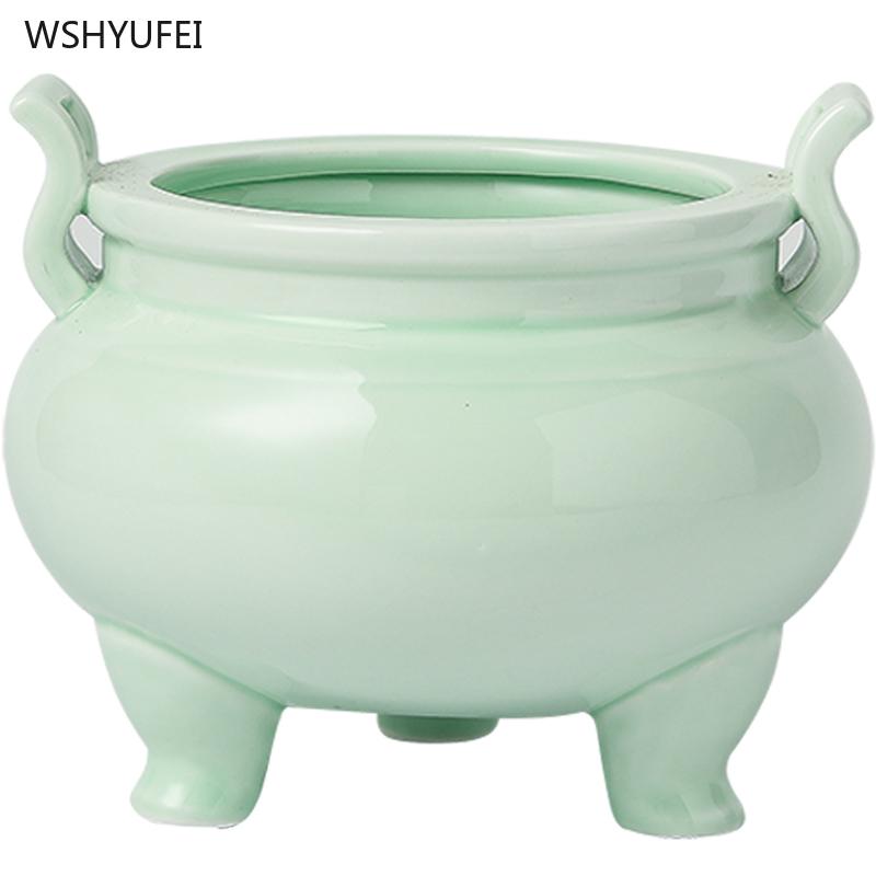 1pc Ceramic Incense Burner Decorations Buddhist Hall Utensils Temple Sacrifice Home Decor Pray for Auspiciousness Feng Shui