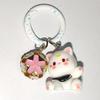 Kawaii Plush Cute Cat Keychain Flocking Animal Pendant Phone Lanyard Hanging Keycord Charm Key Chains DIY Accessories Girl Gifts