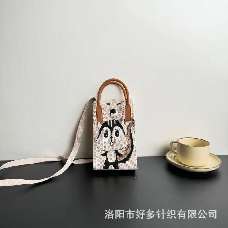Premium Sense Ns Mobile Phone Bag New Cartoon Knitted Bag Dopamine Niche Versatile Messenger Shoulder Bag Handbag