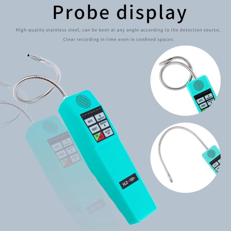 Halogen Leak Detector Sensitivity Leakage Tester with Sound Light Alarm Leakage Detector Long Probe