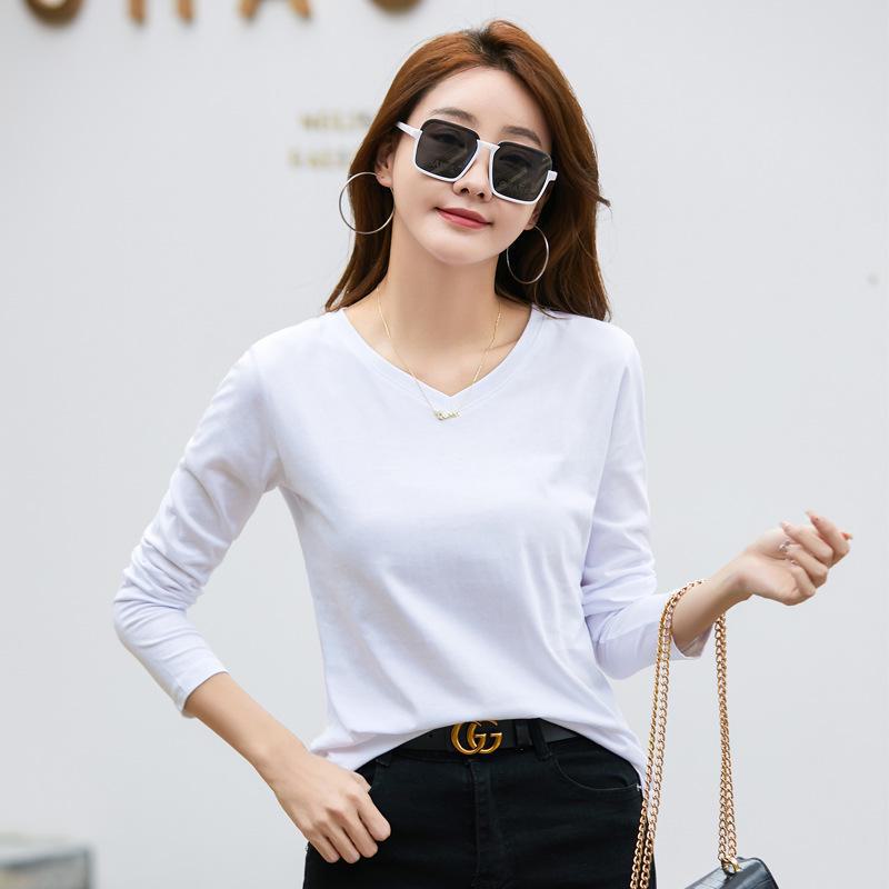 Damen-T-Shirt mit Rundhalsausschnitt und langen Ärmeln in Übergröße – Einfache Basisschicht für Herbst und Winter