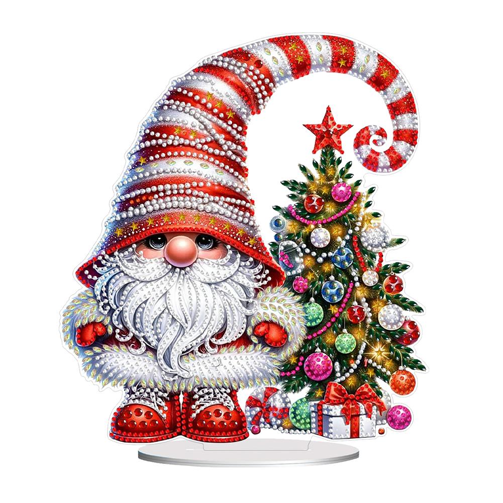 Acrylic Christmas Snowman Diamond Painting Tabletop Ornaments Kit 5D DIY Diamond Art Tabletop Decorations for Home Office Decor