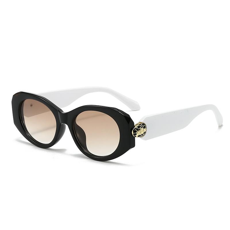 New Oval Shape Fashionable Sunglasses for Women Snake Head Metal Frame Versatile High-End Feeling Stylish Accessory for Ladies